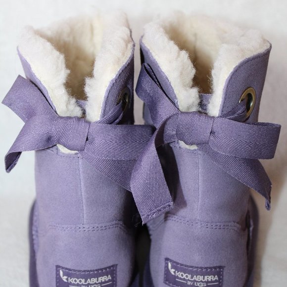 UGG KOOLABURRA NEW GIRLS SUEDE BOW BOOTS PURPLE - Picture 4 of 6
